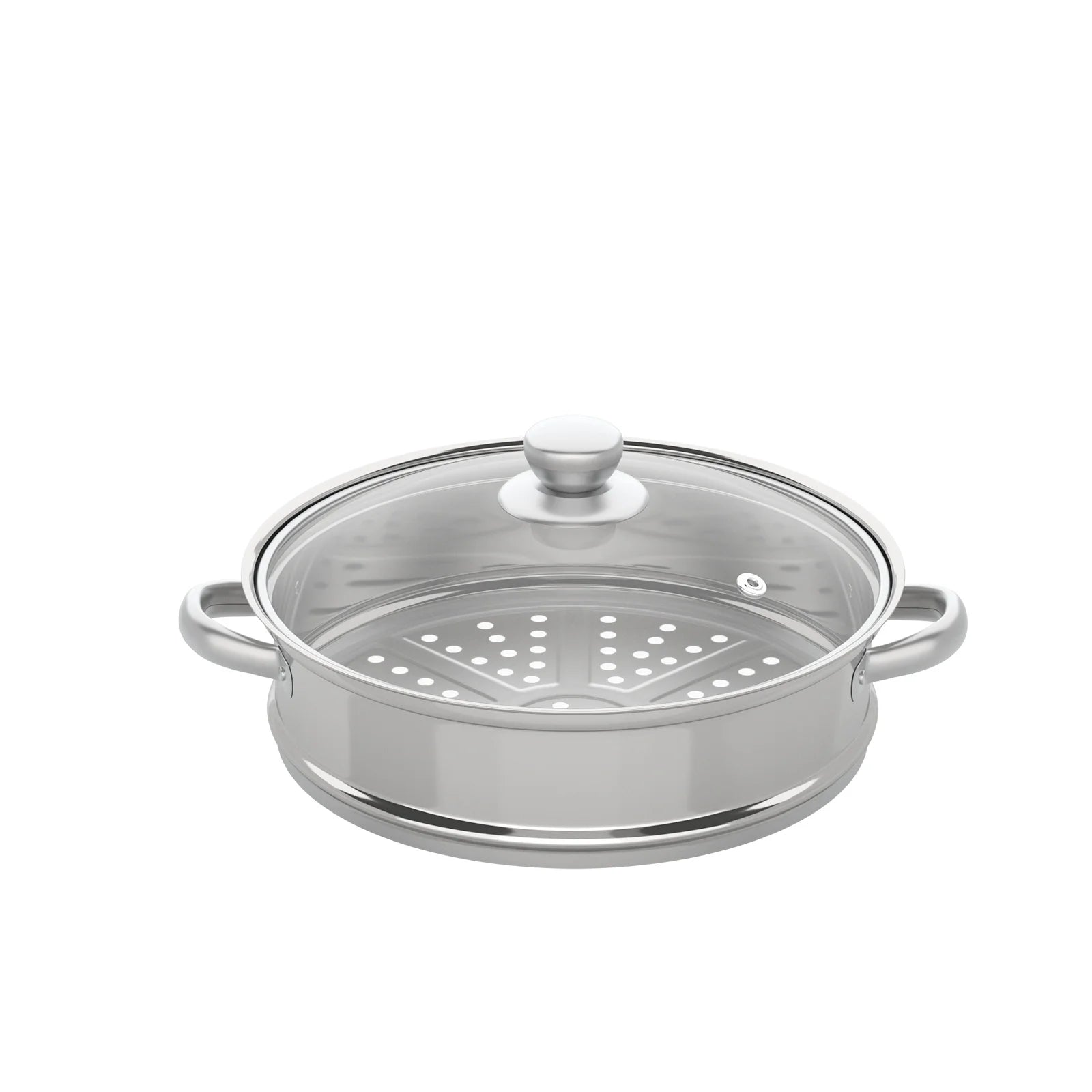 Nexvia | 3-Tier Stainless Steel Steamer Pot with Glass Lid, Induction/Gas Stove Compatible, 28cm Multi-Layer Cookware NEXVIA