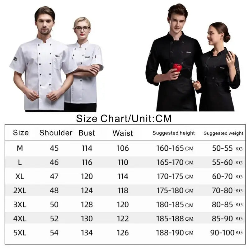 Summer Restaurant Kitchen Chef Black White Uniform Breathable Mesh Work Clothes Short/Long Sleeve Cooking Button Shirt Clothes NEXVIA NEXVIA
