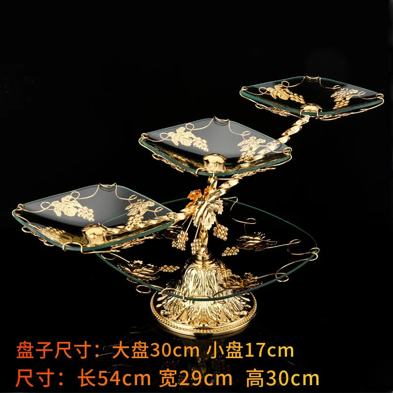 European fruit plate living room coffee table creative fruit plate multi-layer light luxury exquisite wedding snack plate orname