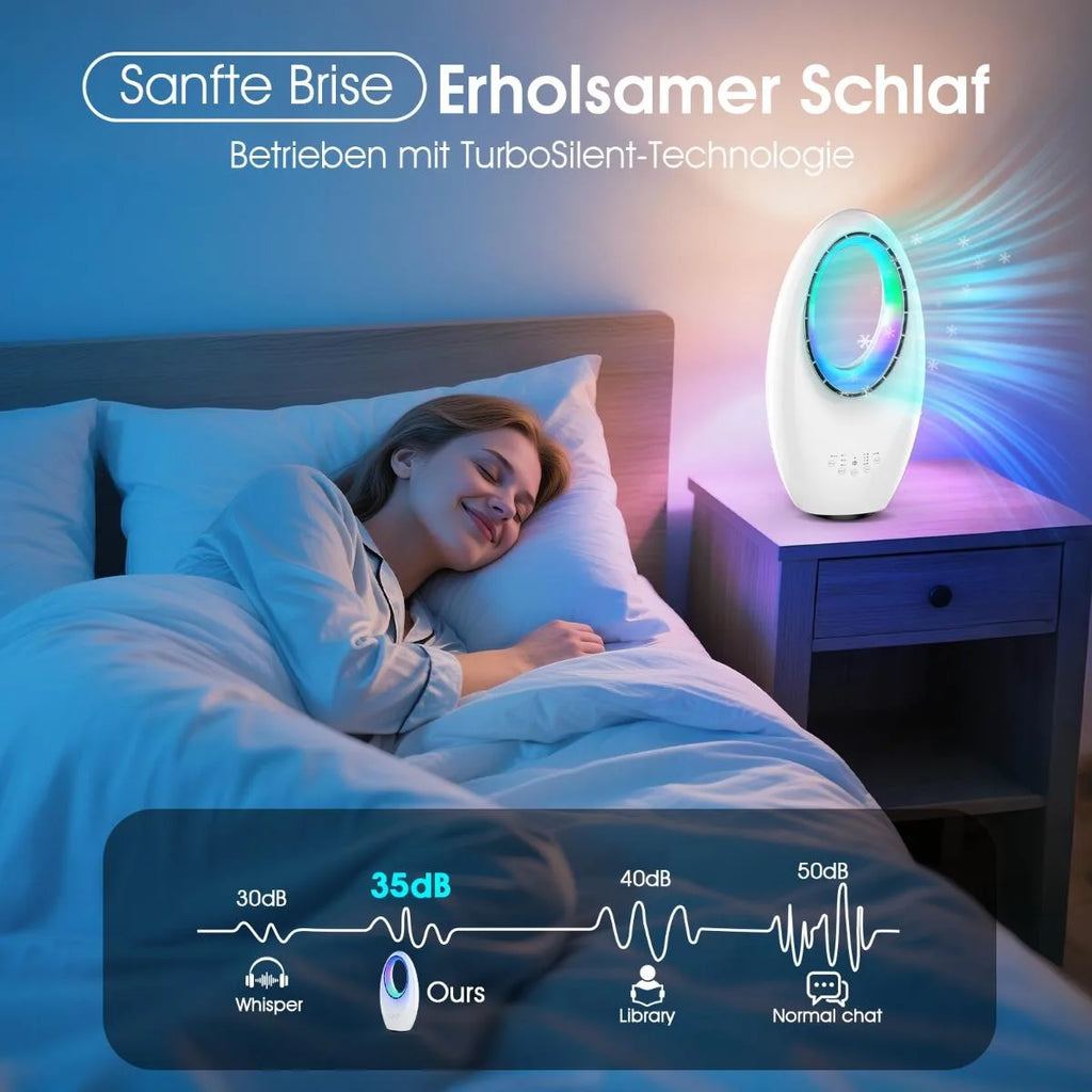3-in-1 Silent Tower Fanbladeless Fan 60 ° Oscillation Smart Temp Adjust Remote & Touch Control Whisper-Quiet 30dB Sleep Mode