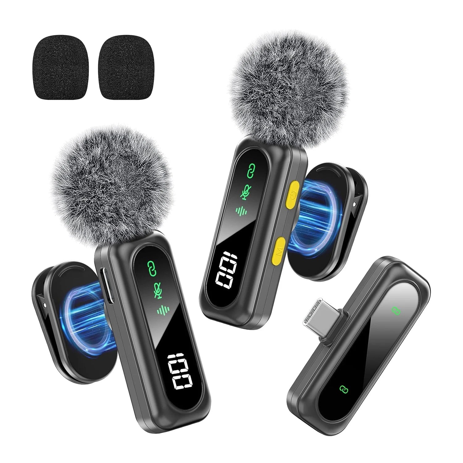NEXVIA Professional Wireless Lavalier Microphone Plug and Play, with LED Power Display for Content Creators Recording, Live Streaming