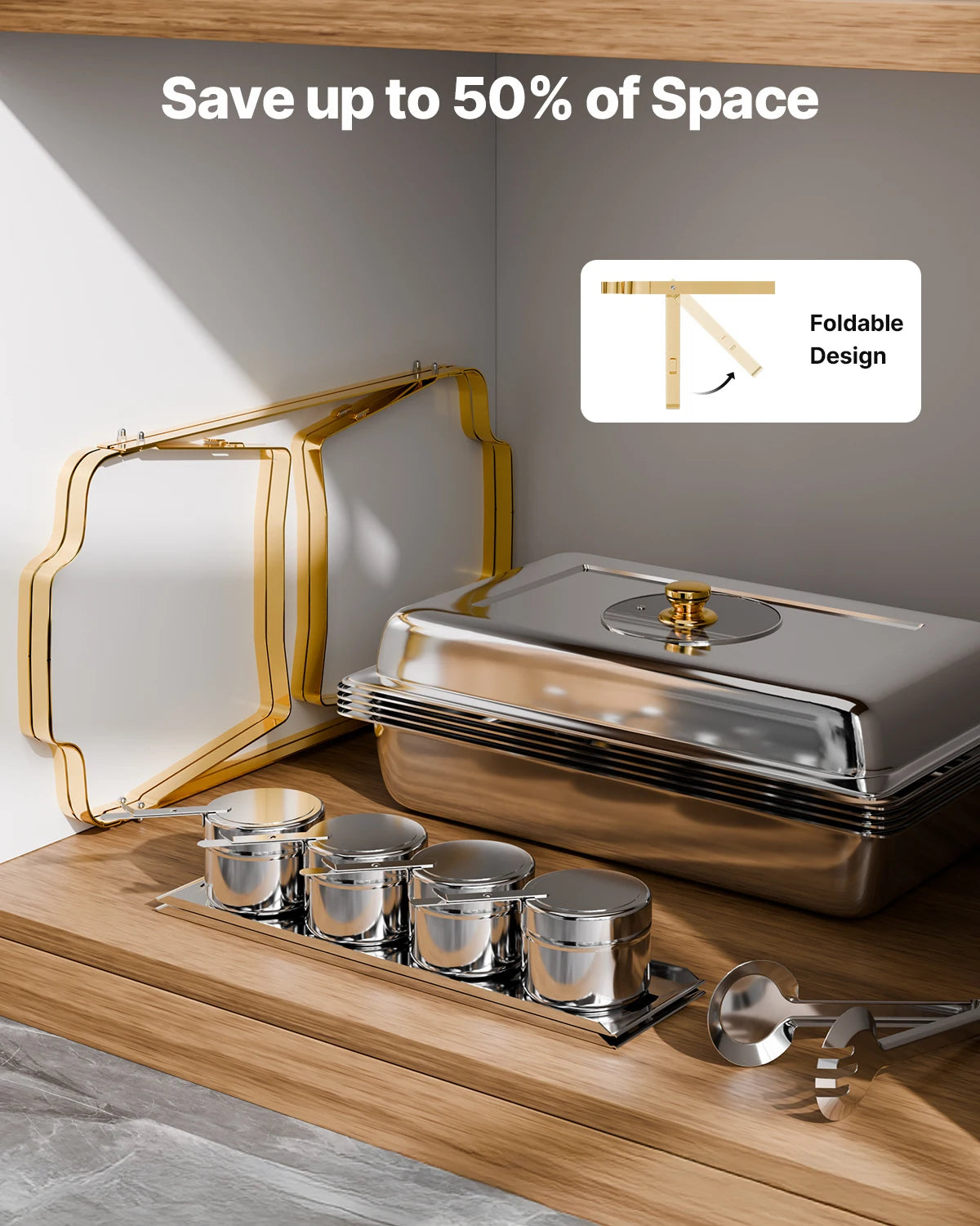 SucceBuy 2/4 Pack Chafing Dish Buffet Set Stainless Steel Chafer with Half Size Pans Rectangle Catering Warmer for Party Banquet NEXVIA