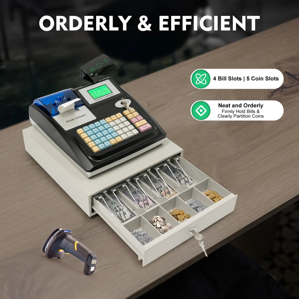 4-compartments Electronic Cash Register Drawer with Coin slots Cash drawer & LED Display for Businesses Market