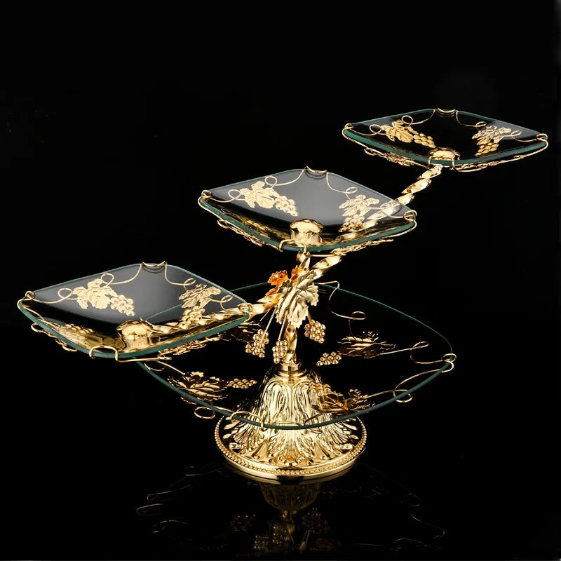 European fruit plate living room coffee table creative fruit plate multi-layer light luxury exquisite wedding snack plate orname
