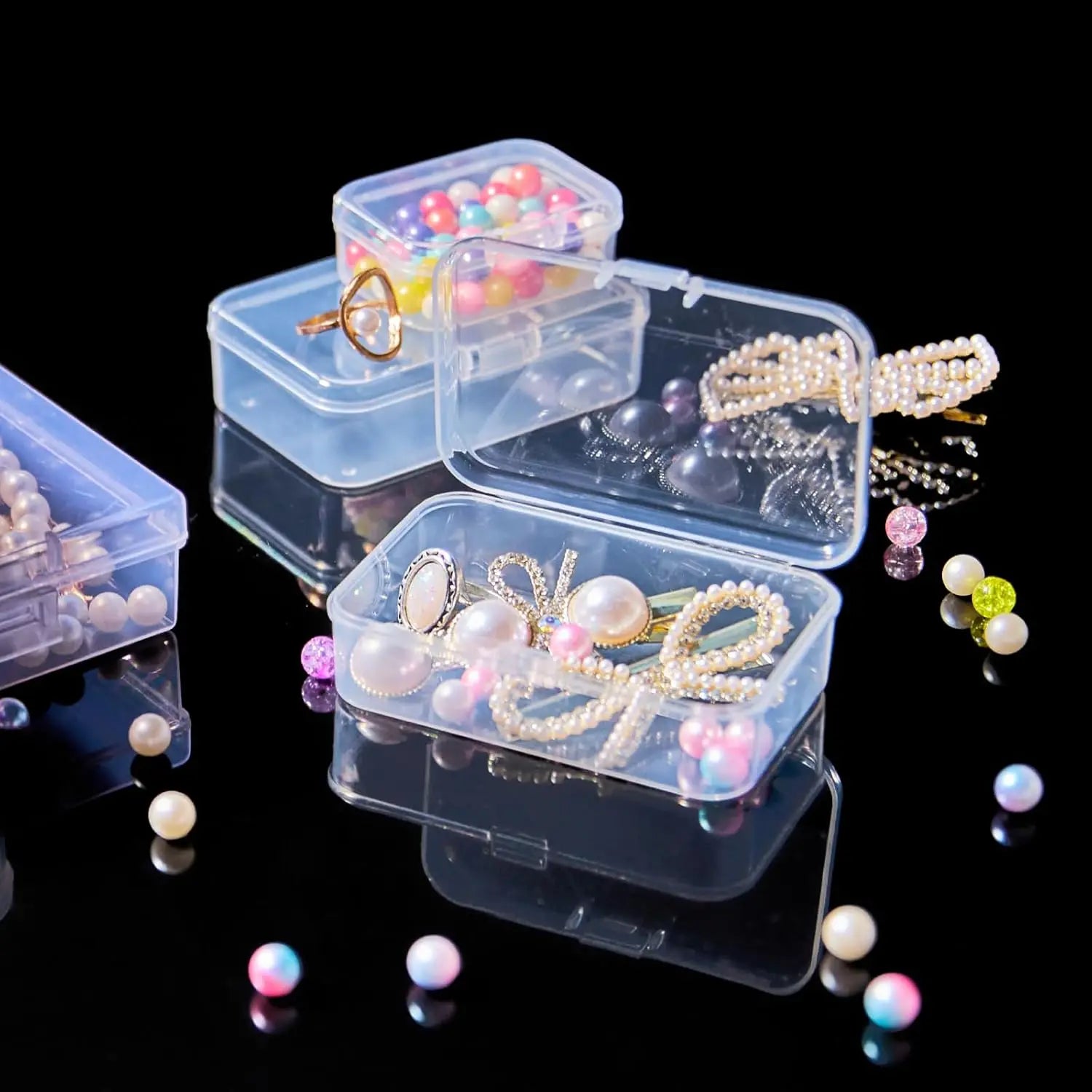 50 Transparent Storage Boxes for Arts and Crafts Parts Small Accessories Dustproof Durable Strong Jewelry Storage Case Container