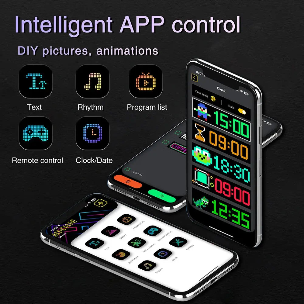 Car LED Sign Bluetooth APP LED Matrix Pixel Panel Night Light DIY Programmable Flexible LED Display For Car Store Hotel Bar NEXVIA