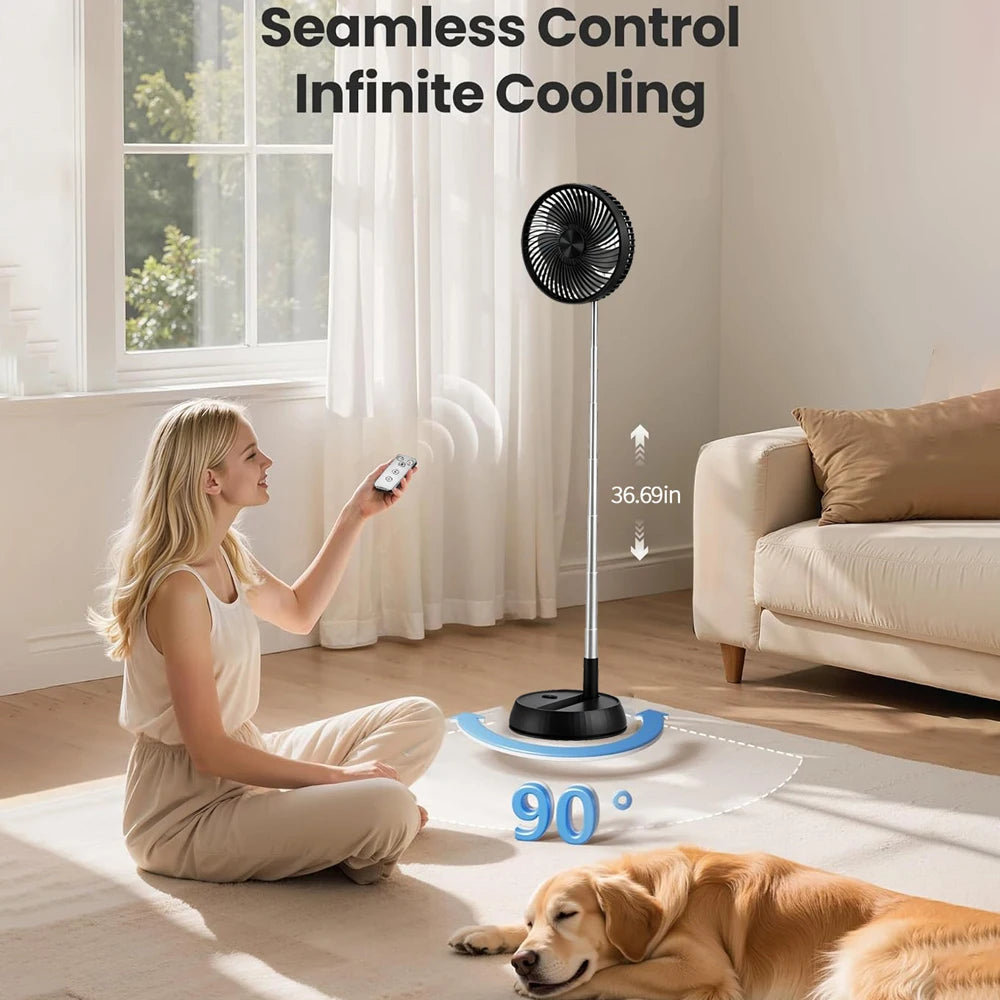 NEXVIA | Remote control folding vertical electric fan 7200mAh silent timed left and right rotation USB outdoor desktop electric fan NEXVIA