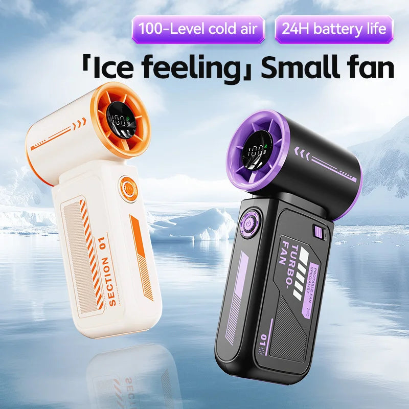 2025 New High Speed Turbo Small Air Cannon Electric Fan Portable Digital Display Handheld Fan USB Charging Fan Outdoor Mini Fan NEXVIA