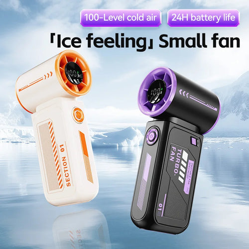 2025 New High Speed Turbo Small Air Cannon Electric Fan Portable Digital Display Handheld Fan USB Charging Fan Outdoor Mini Fan NEXVIA