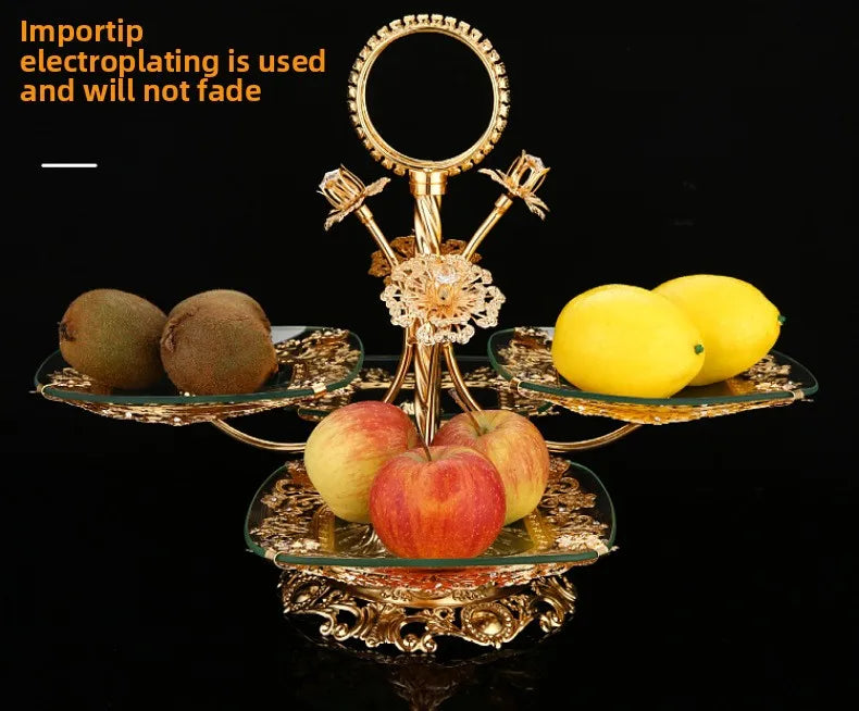 European fruit plate living room coffee table creative fruit plate multi-layer light luxury exquisite wedding snack plate orname NEXVIA
