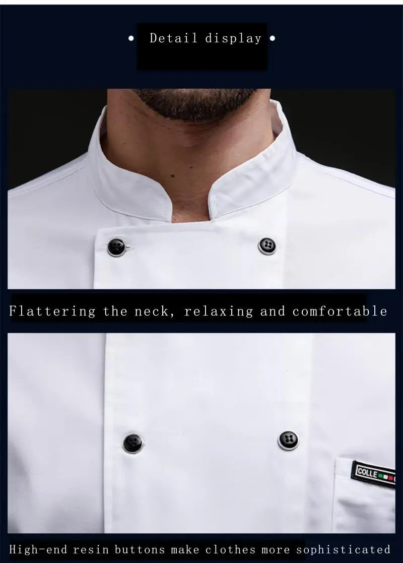 Summer Restaurant Kitchen Chef Black White Uniform Breathable Mesh Work Clothes Short/Long Sleeve Cooking Button Shirt Clothes NEXVIA NEXVIA