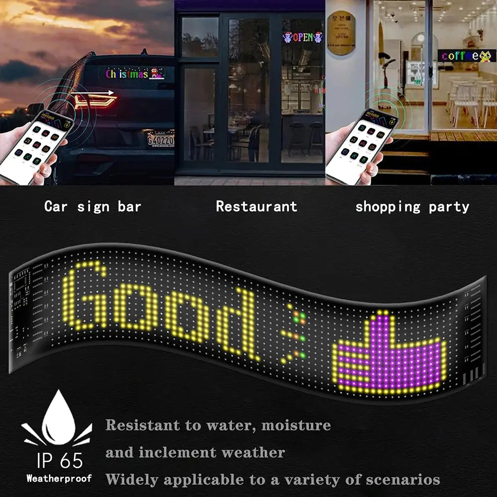Car LED Sign Bluetooth APP LED Matrix Pixel Panel Night Light DIY Programmable Flexible LED Display For Car Store Hotel Bar NEXVIA