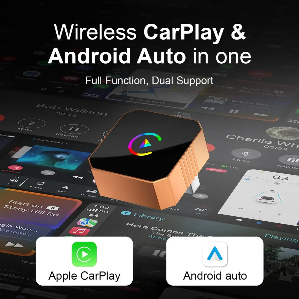 Carplay Wireless Adapter for iPhone, CarPlay with cable to wireless, Android Auto 2 in 1 Mini USB design NEXVIA