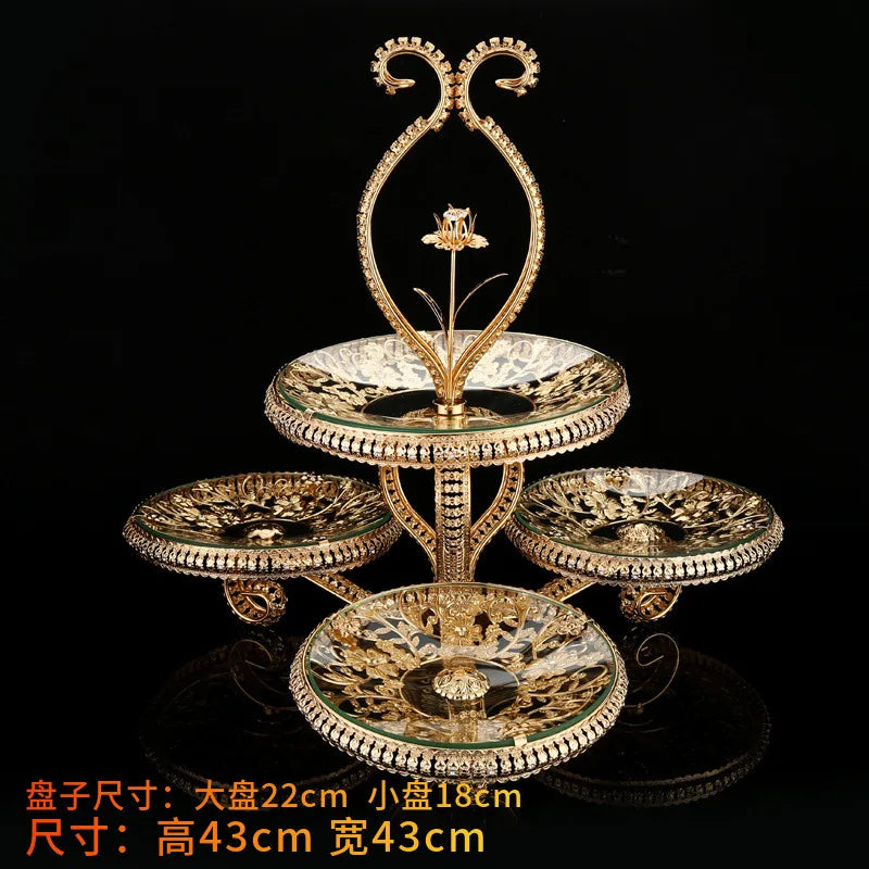 European fruit plate living room coffee table creative fruit plate multi-layer light luxury exquisite wedding snack plate orname