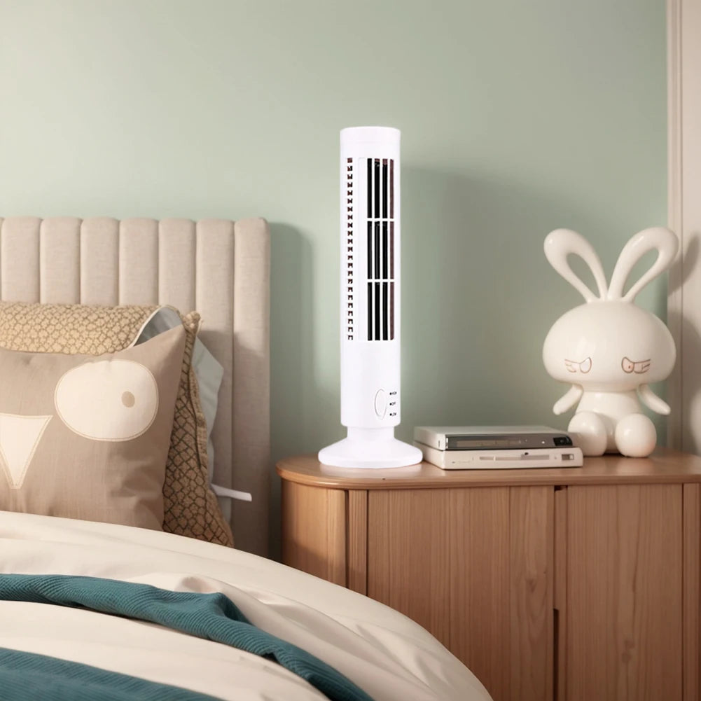 LED Tower Fan Mini Vertical Conditioner 2 Gear Speed USB Bladeless Fan Portable Stand Up Tower Fan for Living Room Bedroom