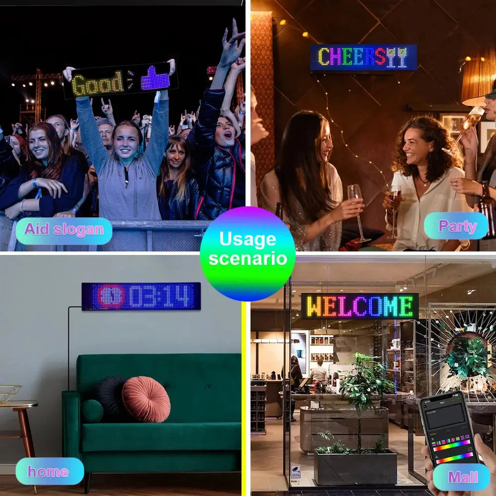 Car LED Sign Bluetooth APP LED Matrix Pixel Panel Night Light DIY Programmable Flexible LED Display For Car Store Hotel Bar NEXVIA