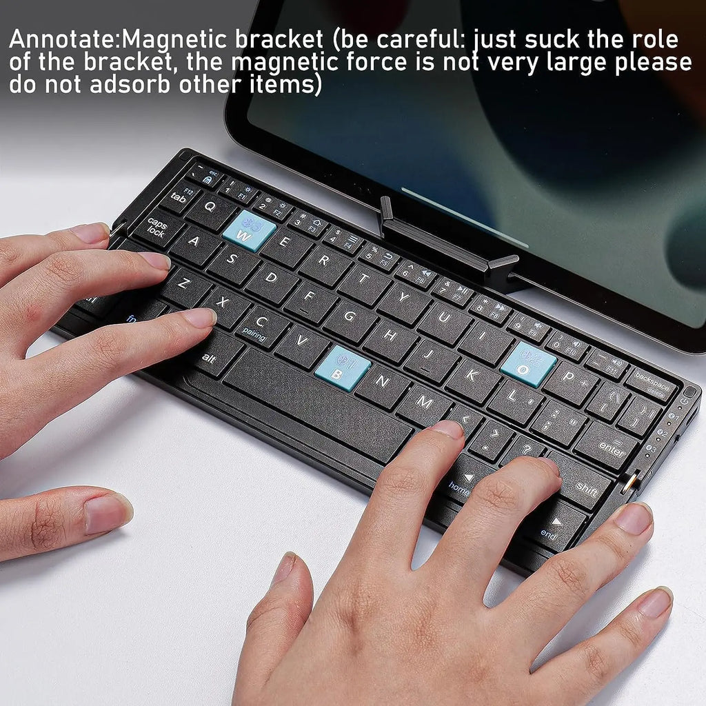 Jomaa Folding Keyboard Bluetooth Rechargeable Bluetooth Keyboard for Laptop iPad Phone Mini Portable Folding Keyboard ios