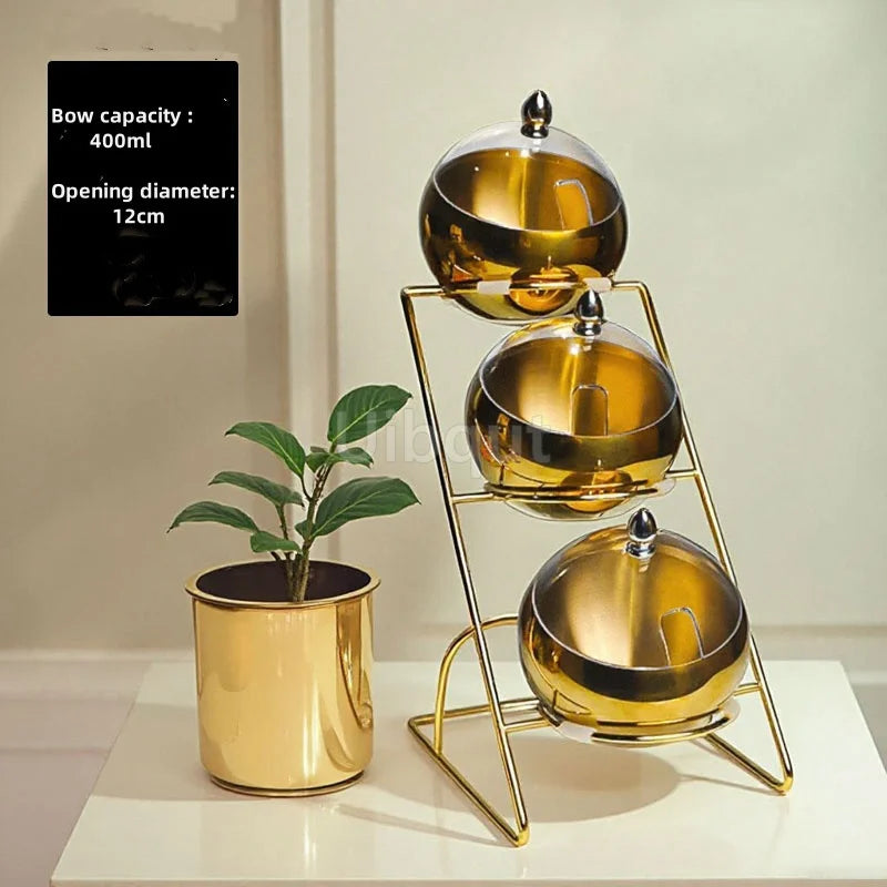Nexvia Stainless Steel catering Oblique mouthed Sauce golden Bowl rack Hot Pot Buffet Seasoning basket Jar dish luxury Container SALADE Bowl NEXVIA