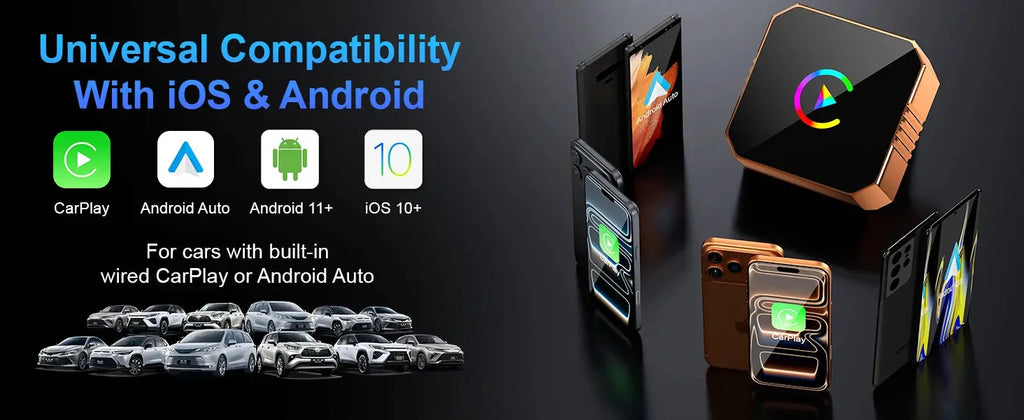 Carplay Wireless Adapter for iPhone, CarPlay with cable to wireless, Android Auto 2 in 1 Mini USB design NEXVIA