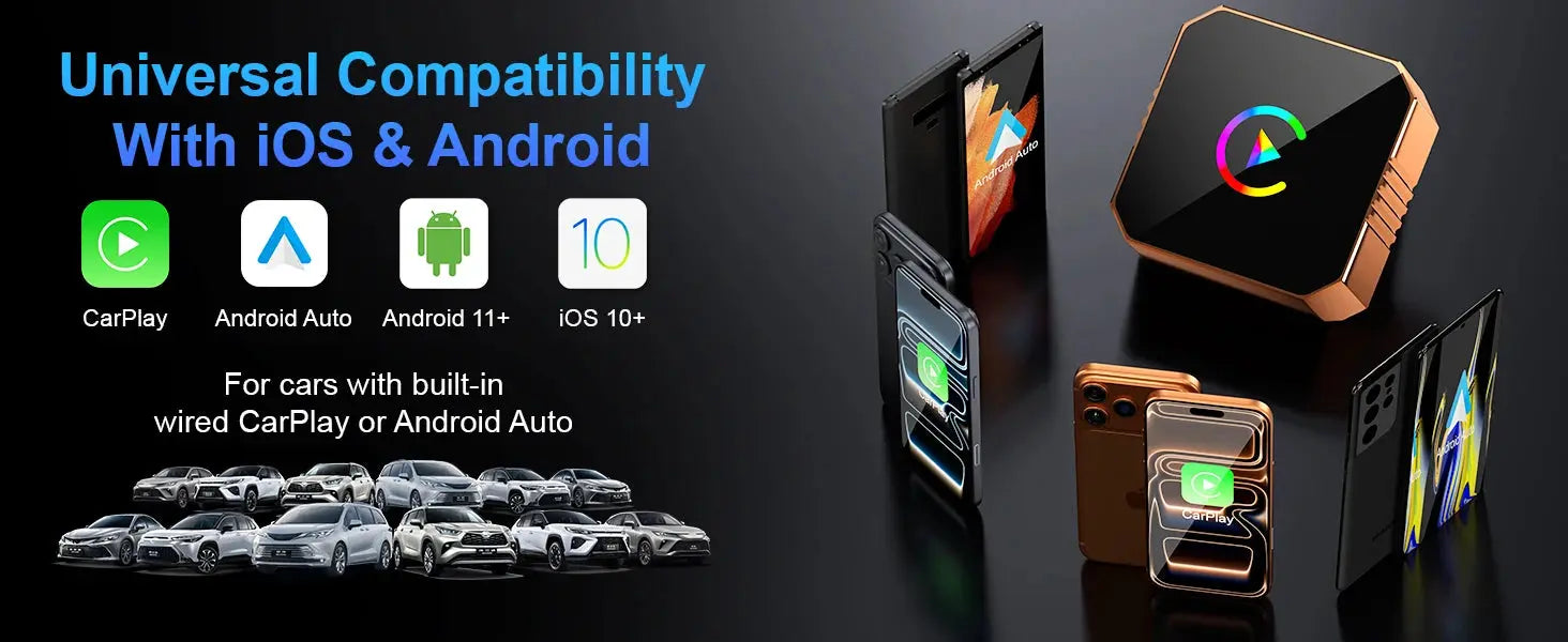 Carplay Wireless Adapter for iPhone, CarPlay with cable to wireless, Android Auto 2 in 1 Mini USB design NEXVIA