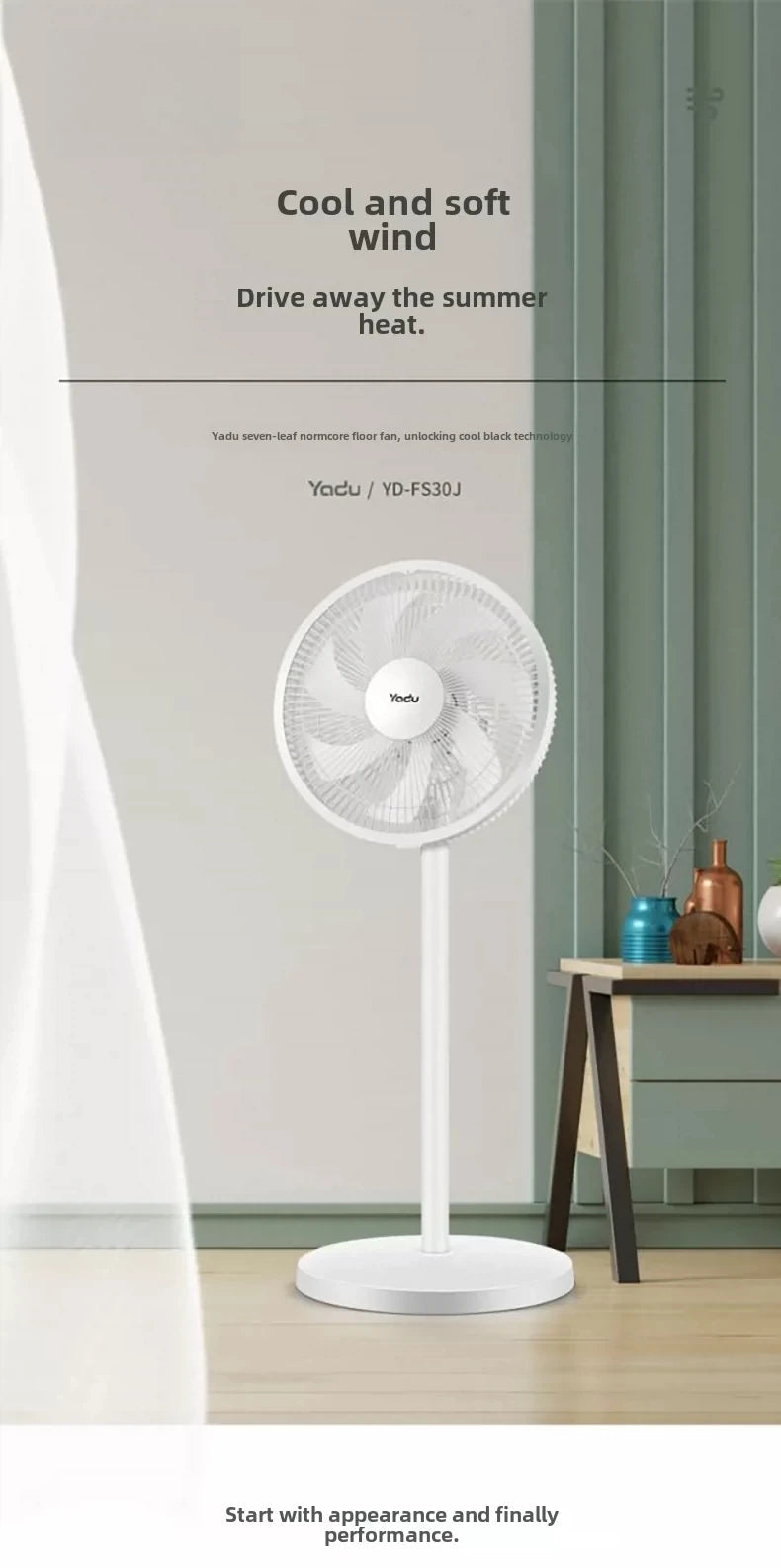 Electric Fan Energy-saving  Household Use Strong Wind Suitable Living Room Dormitory Seven-blade Design Dual-purpose Use NEXVIA