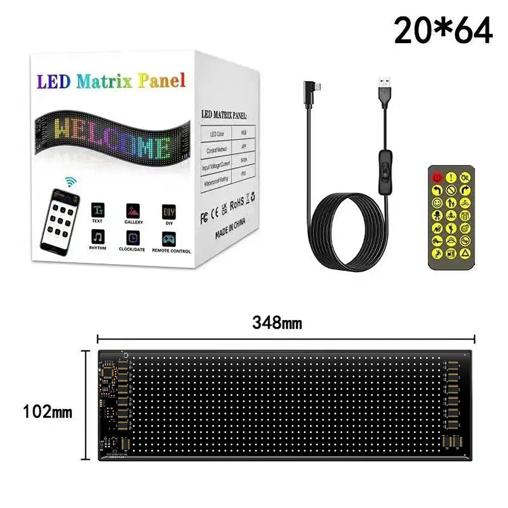 Car LED Sign Bluetooth APP LED Matrix Pixel Panel Night Light DIY Programmable Flexible LED Display For Car Store Hotel Bar NEXVIA