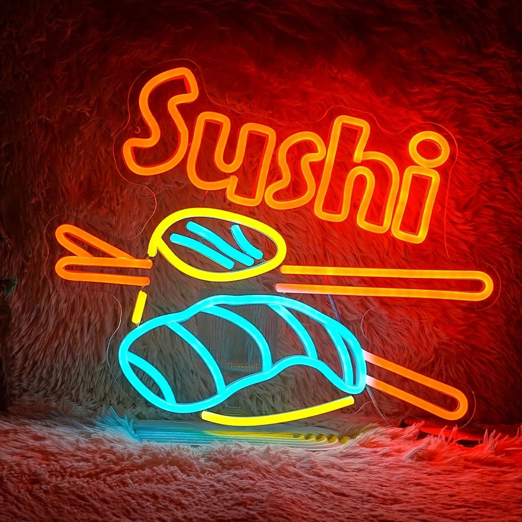 NEXVIA |Sushi Neon Signs USB Powered LED Neon Lights Wall Decor For Mall Dining Room Sushi Shop Bedroom Decoration Gift To Sushi Lover NEXVIA