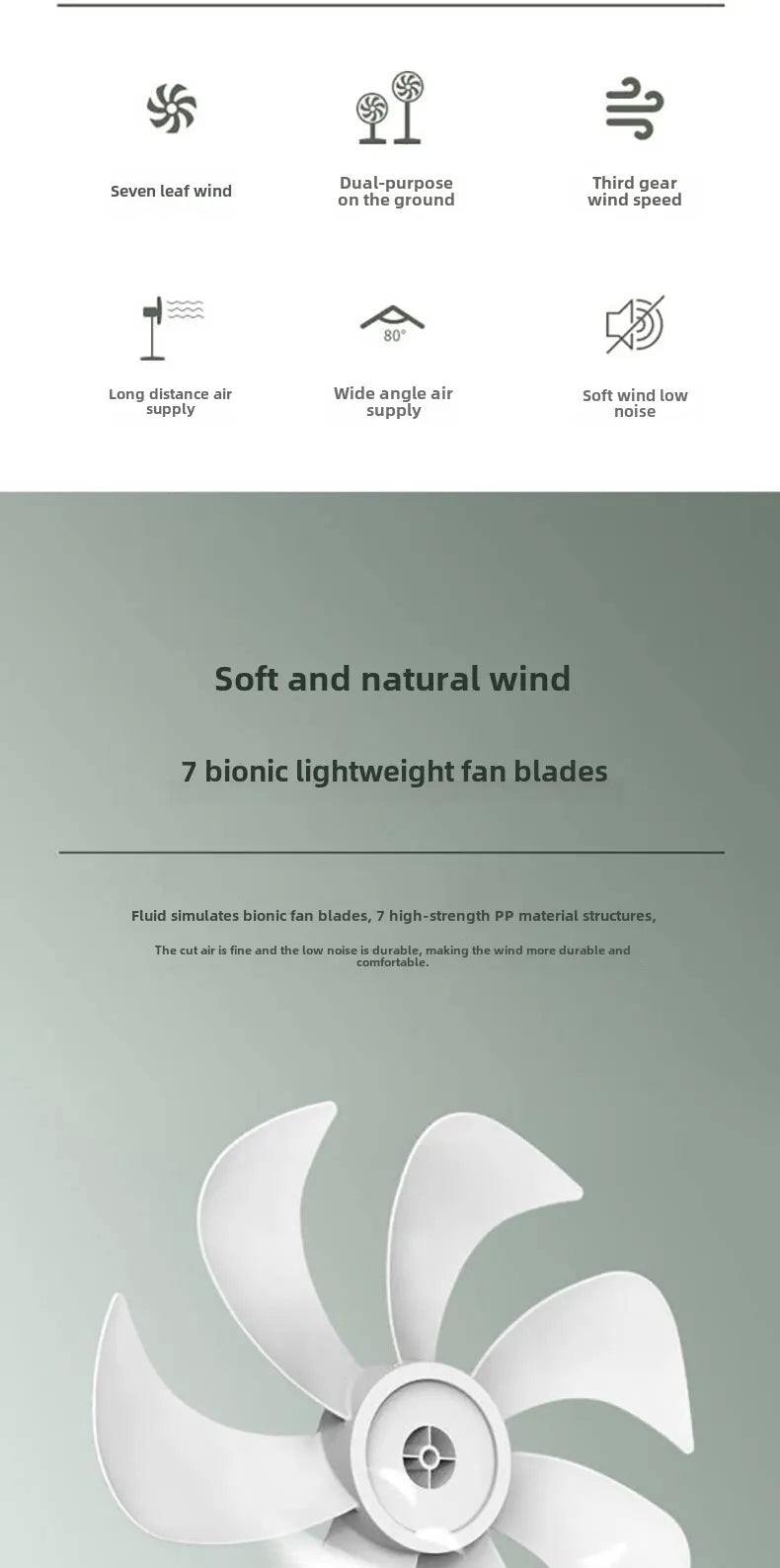 Electric Fan Energy-saving  Household Use Strong Wind Suitable Living Room Dormitory Seven-blade Design Dual-purpose Use NEXVIA
