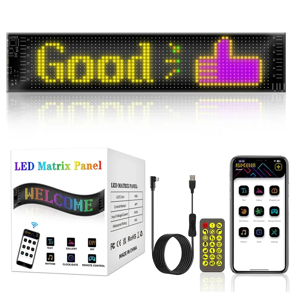 Car LED Sign Bluetooth APP LED Matrix Pixel Panel Night Light DIY Programmable Flexible LED Display For Car Store Hotel Bar NEXVIA