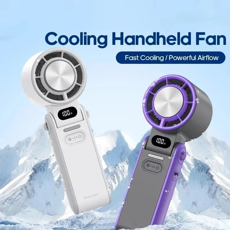Portable High Speed Cooling Handheld Fan 3600mAh Rechargeable 100 Wind Speeds Adjustable Mini Foldable Air Cooling Turbo Fan NEXVIA