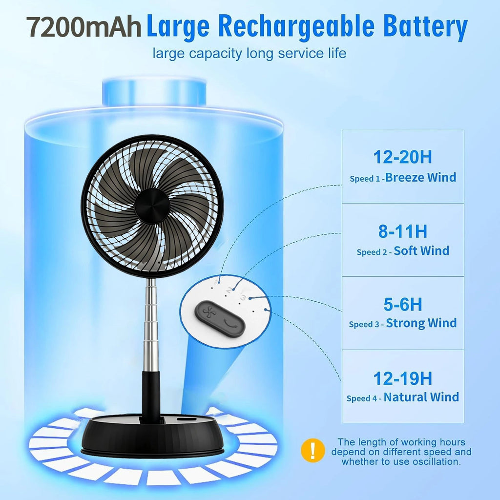 NEXVIA | Remote control folding vertical electric fan 7200mAh silent timed left and right rotation USB outdoor desktop electric fan NEXVIA