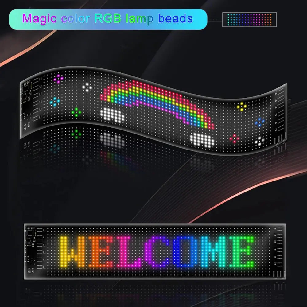 Car LED Sign Bluetooth APP LED Matrix Pixel Panel Night Light DIY Programmable Flexible LED Display For Car Store Hotel Bar NEXVIA