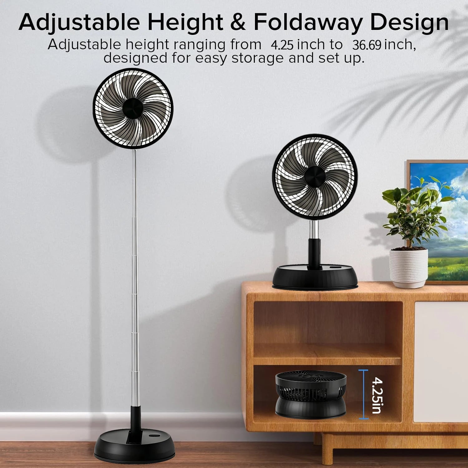 NEXVIA | Remote control folding vertical electric fan 7200mAh silent timed left and right rotation USB outdoor desktop electric fan NEXVIA