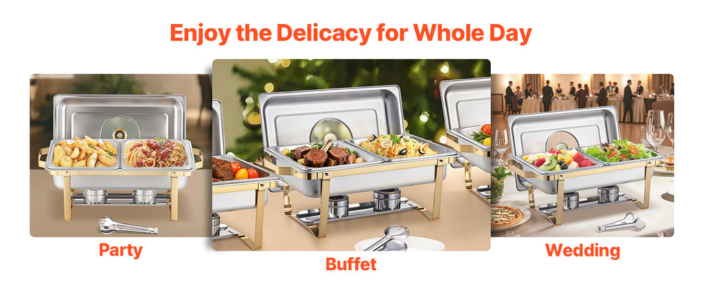 SucceBuy 2/4 Pack Chafing Dish Buffet Set Stainless Steel Chafer with Half Size Pans Rectangle Catering Warmer for Party Banquet NEXVIA