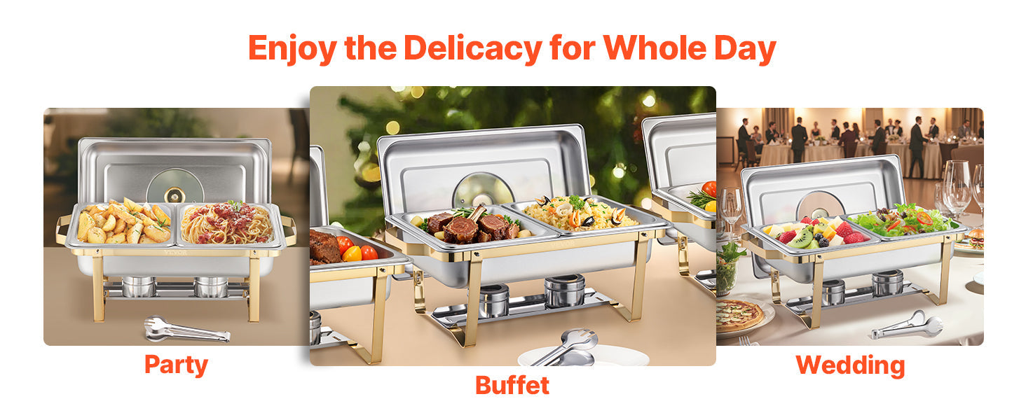 SucceBuy 2/4 Pack Chafing Dish Buffet Set Stainless Steel Chafer with Half Size Pans Rectangle Catering Warmer for Party Banquet NEXVIA