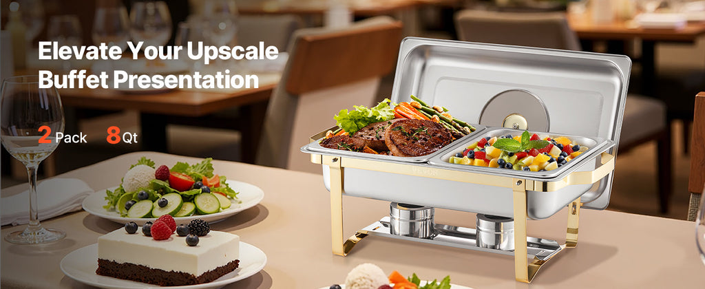 SucceBuy 2/4 Pack Chafing Dish Buffet Set Stainless Steel Chafer with Half Size Pans Rectangle Catering Warmer for Party Banquet NEXVIA