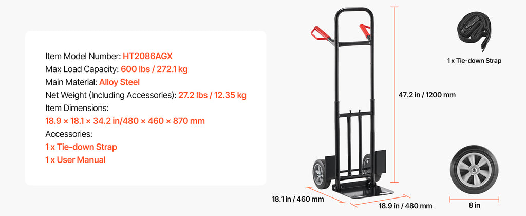 SucceBuy 600 lbs Hand Truck Dolly Portable Utility Cart Trolley with Wheels & Telescoping Handle for Moving Home Warehouse