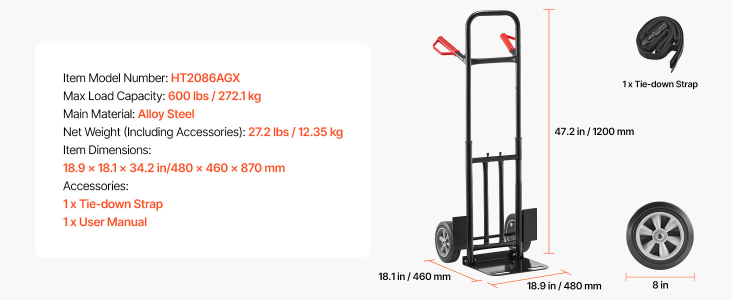 SucceBuy 600 lbs Hand Truck Dolly Portable Utility Cart Trolley with Wheels & Telescoping Handle for Moving Home Warehouse