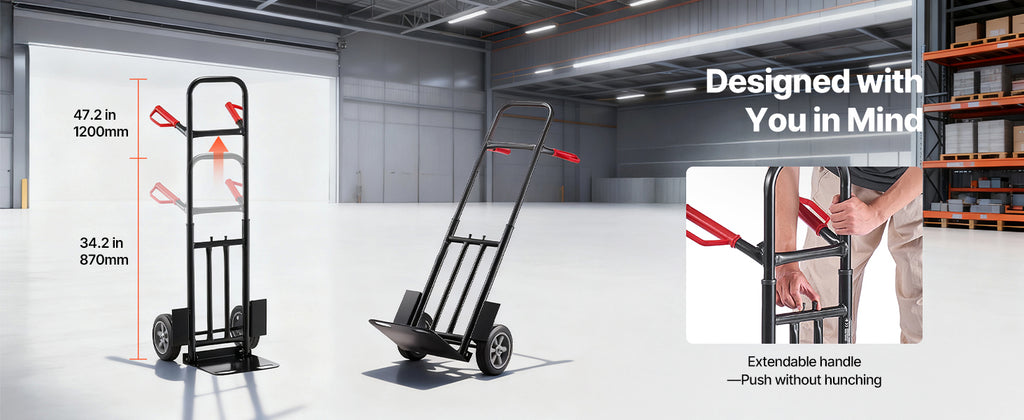 SucceBuy 600 lbs Hand Truck Dolly Portable Utility Cart Trolley with Wheels & Telescoping Handle for Moving Home Warehouse