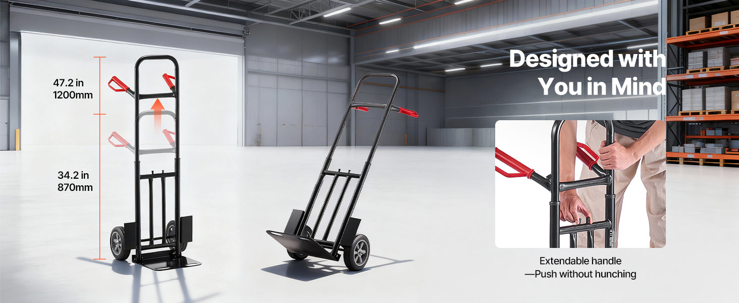 SucceBuy 600 lbs Hand Truck Dolly Portable Utility Cart Trolley with Wheels & Telescoping Handle for Moving Home Warehouse